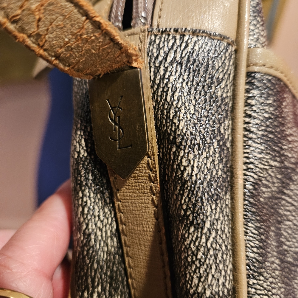 Vintage Yves Saint Laurent Beige and Gray Crossbody Bag - Picture 4 of 16